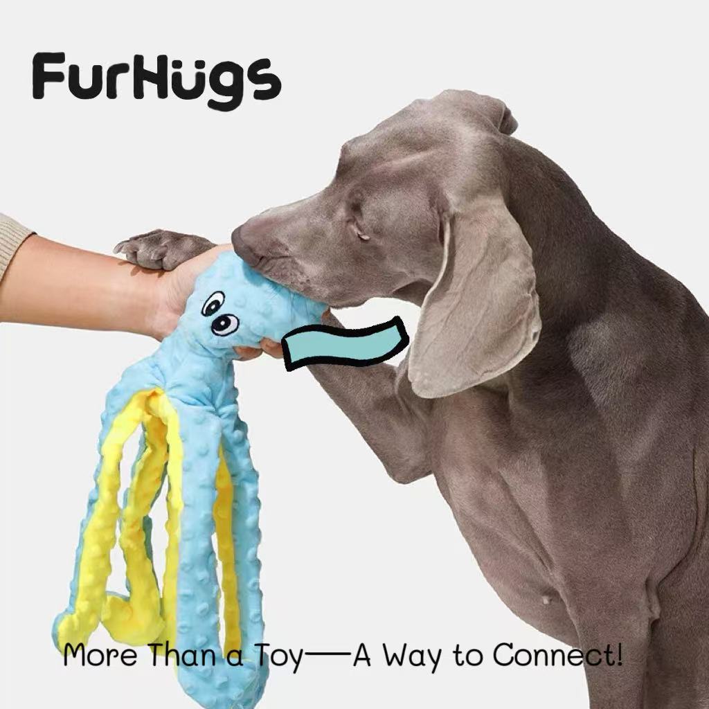 FurHugs Squeaky Octopus Plush Dog Toy