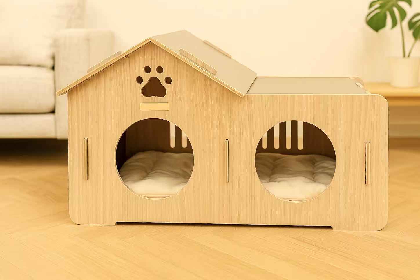TwinNest Pet Cabin — A Double Den for Two Pets Who Love Their Own Space