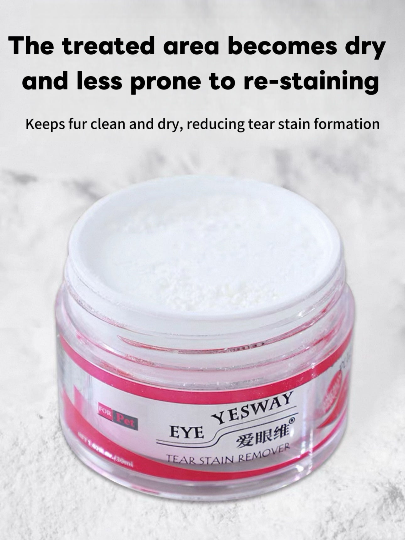 YESWAY Pet Tear Stain Remover Powder – Gentle Natural Formula for Dogs & Cats