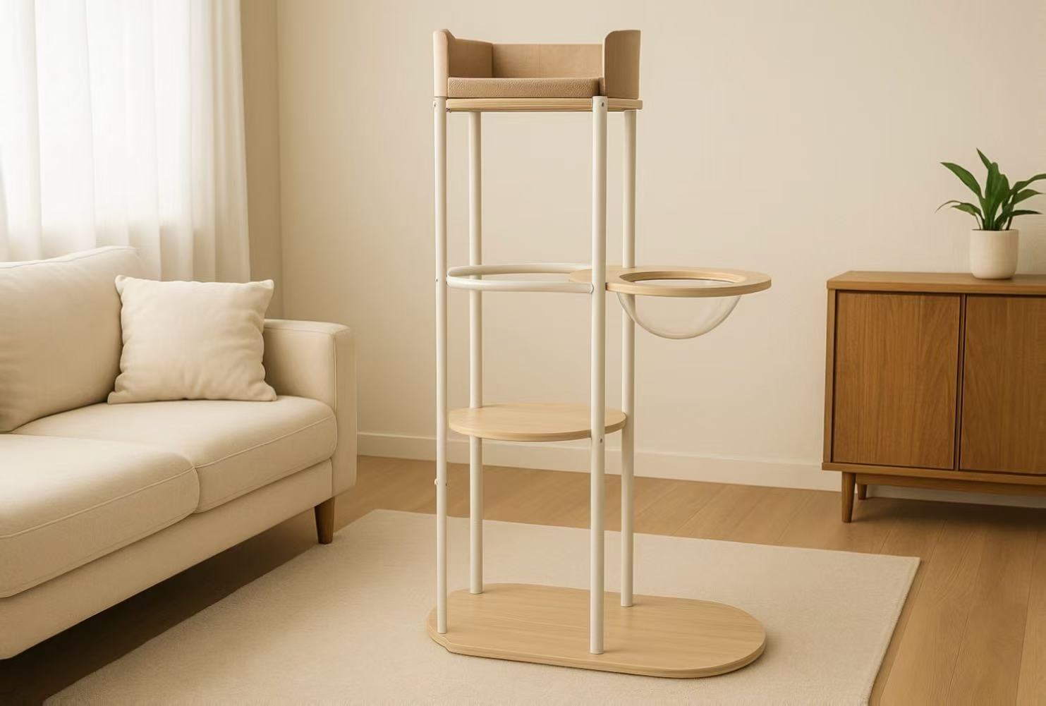 FurHugs SkyNest – Modern Iron-Frame Cat Tower