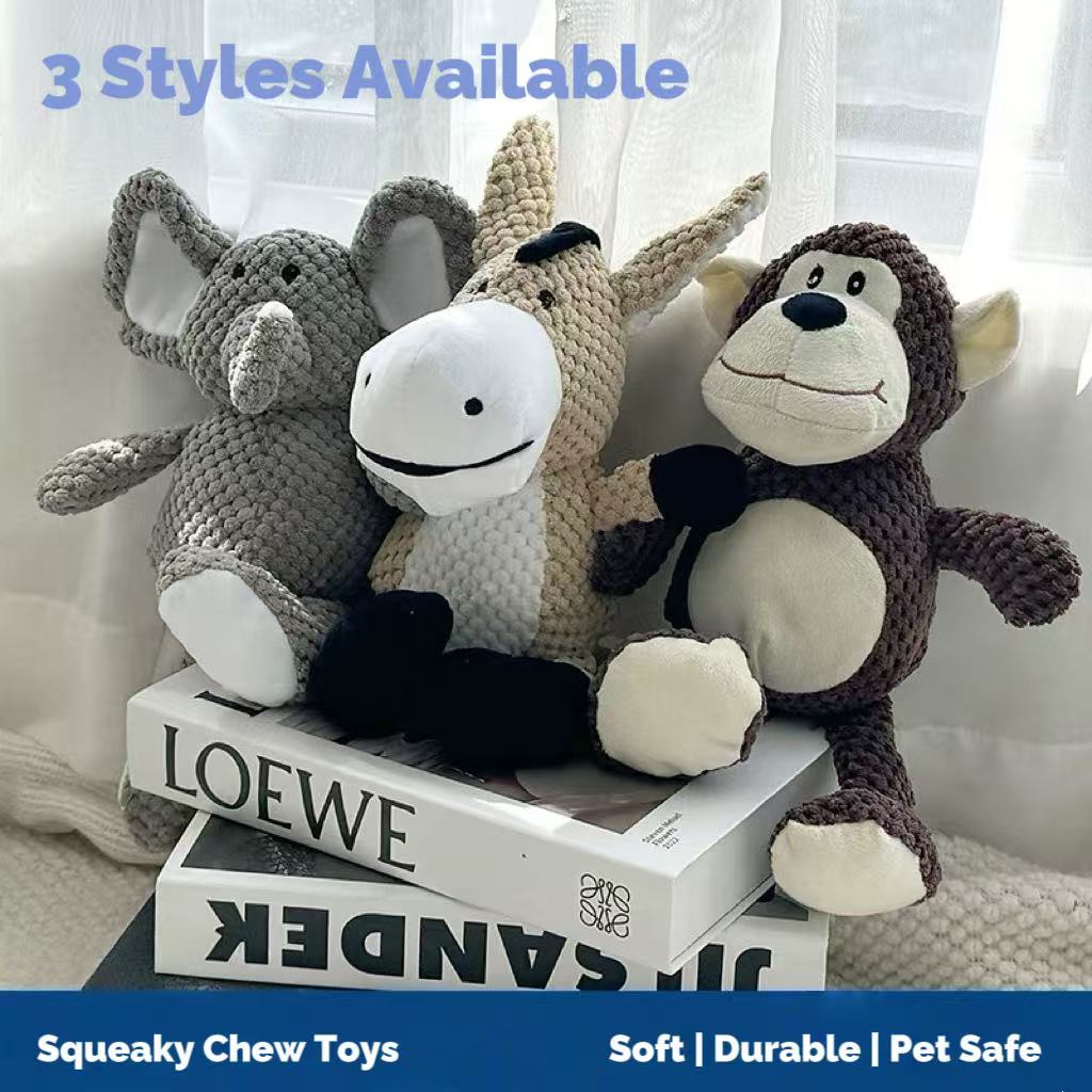 Snuggle Chomp Trio – Squeaky Dental Plush Toys for Dogs