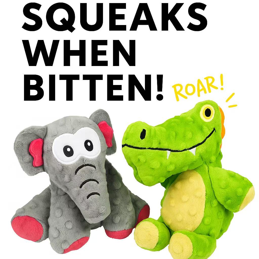Squeaky Plush Crocodile/Elephant Toy – Soft & Fun Chew Buddy for Dogs
