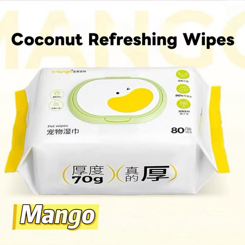 Mango Coconut Essence Pet Wipes – Gentle Cleansing & Moisturizing Care for Cats and Dogs