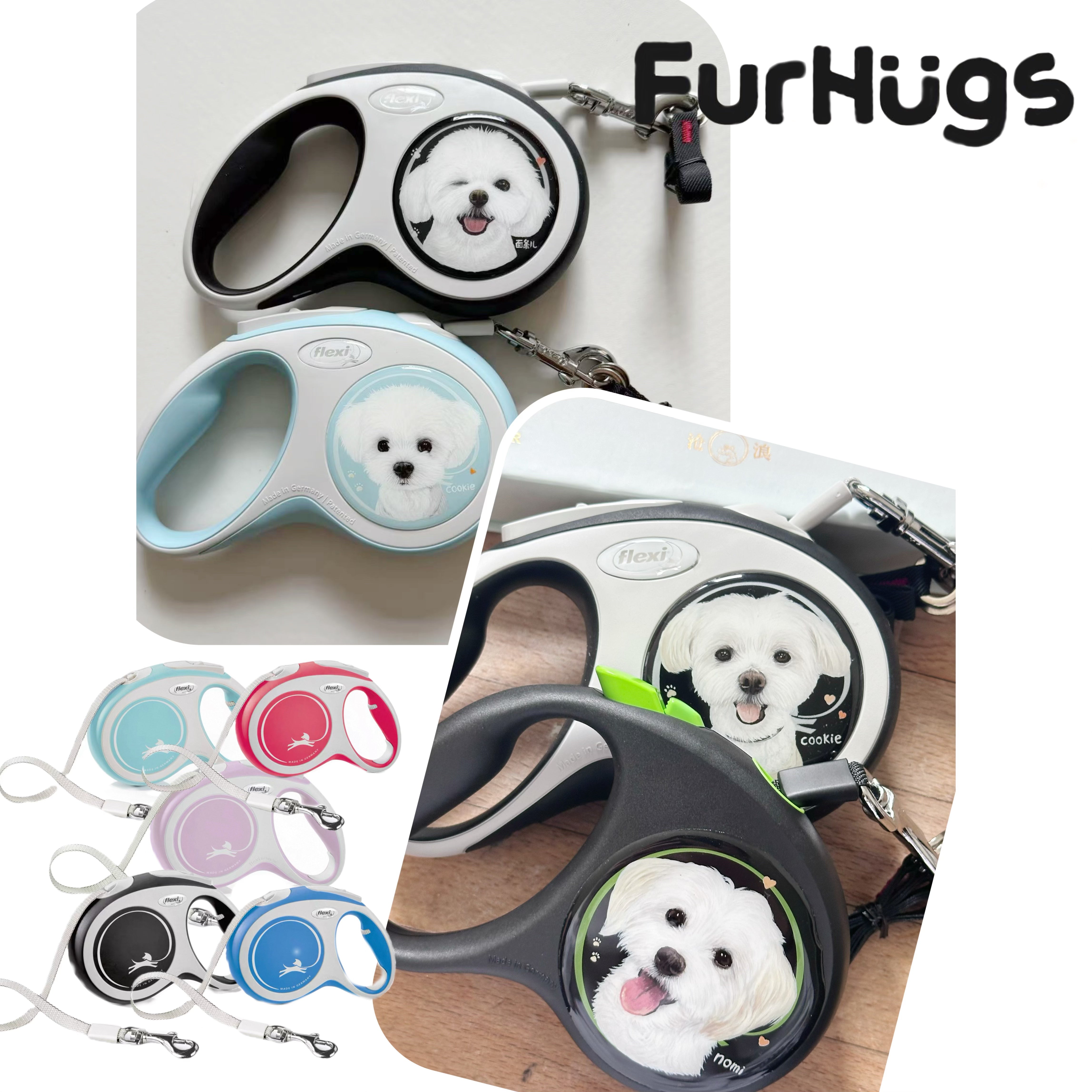 Furhugs Personalized Hand-Painted Flexi Dog Leash