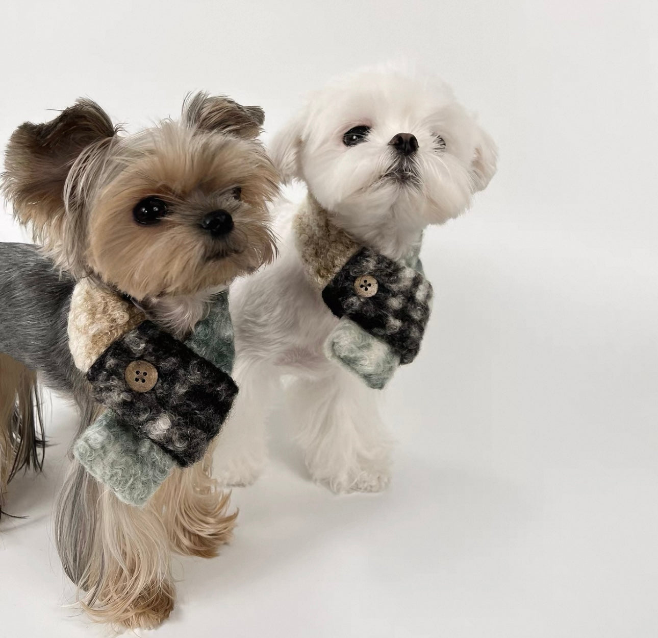 KyawKyaw Classic Plaid Dog Scarf with Button – Soft & Stylish Winter Neck Warmer